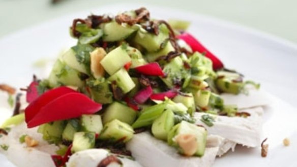 Thai rose-petal and cucumber salad