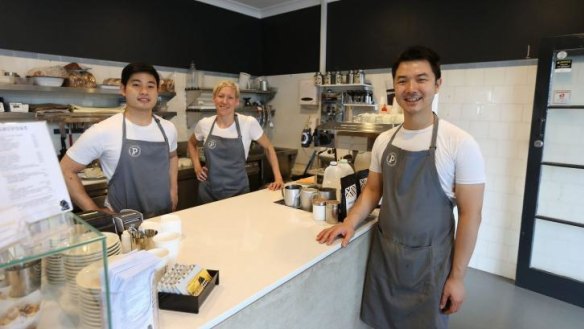 Right to left: Tri Dharmawan, Betti Kurth and David Choi at Panivore.