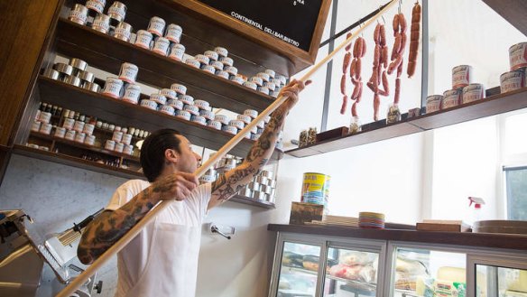 Living the dream: Elvis Abrahanowicz hangs charcuterie favourites.