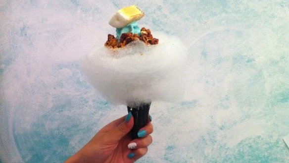 Soft serve meets fairy floss ... a creation from Aqua S Ice Cream Parlor.