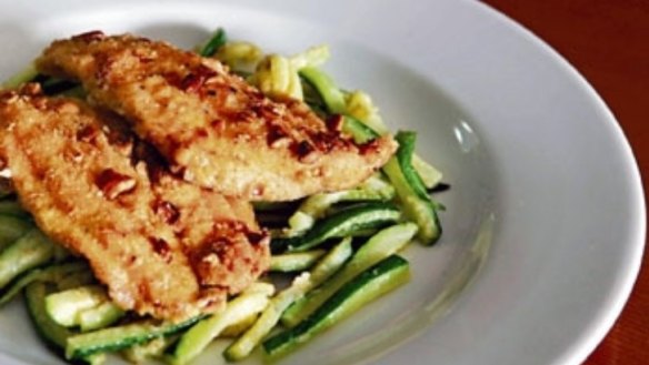 Rainbow trout fillets with hazelnuts and zucchini