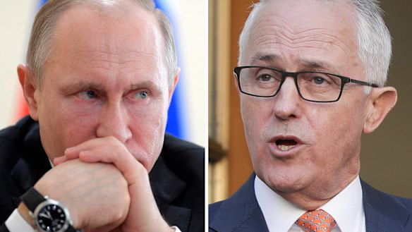 Worsening tensions: Russian President Vladimir Putin and Prime Minister Malcolm Turnbull