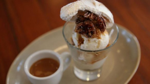 Affogato with maple and pecans.