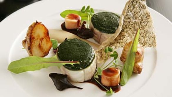 The one dish you must try ... butter-poached Murray cod, wakame, Jerusalem artichokes, roasted endive, bone marrow jus, liquorice powder, $44.