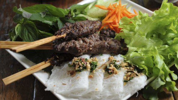 DIY: Roll your own beef skewers (pictured) or rice paper rolls.