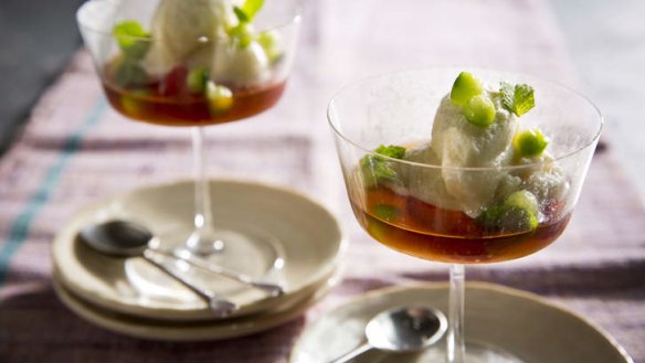 Cucumber and Pimm's sorbet.