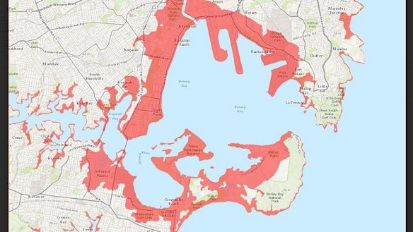 Large numbers of residents in Sydney's Botany Bay would be required to evacuate or seek shelter in the case of tsunami, shows www.tsunamisafe.com.au.