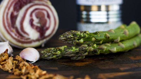 Asparagus and pancetta for risotto. <i> Photo: David Reist </i>
