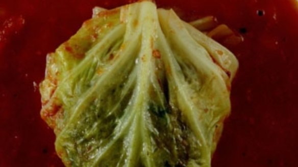 Stuffed savoy cabbage leaves