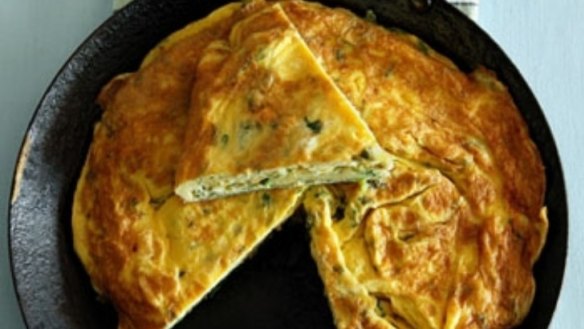 Spring herb and rocket frittata