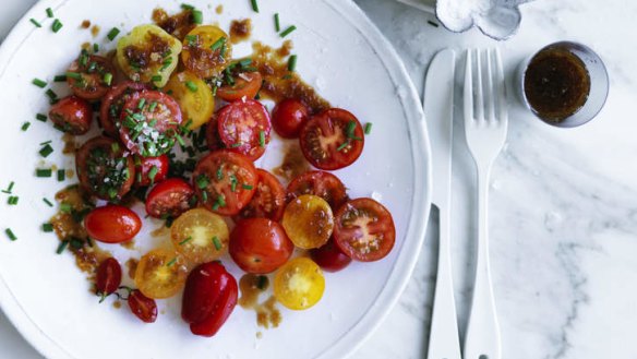 The tangy onion dressing complements the sweet cherry tomatoes.