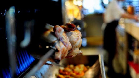 Chicken on the rotisserie at the Ox Eatery in Canberra Avenue.