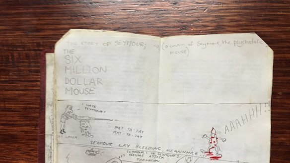 "The Six Million Dollar Mouse", a cartoon Julian Knight drew while a pupil at Melbourne High in 1985.  