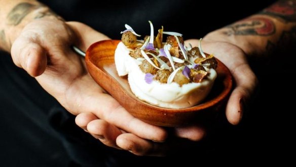 Pears and maidenii dish at Attica.