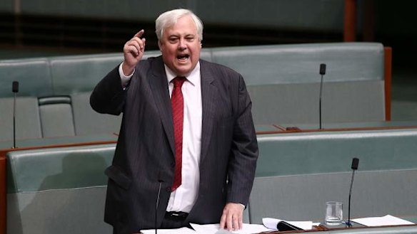Member for Fairfax, Clive Palmer delivering a 90 second statement before question time. Photo: Alex Ellinghausen