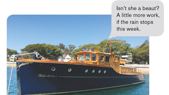 The wooden cruiser the man said he was renovating. He also sent photos of his children on the boat.