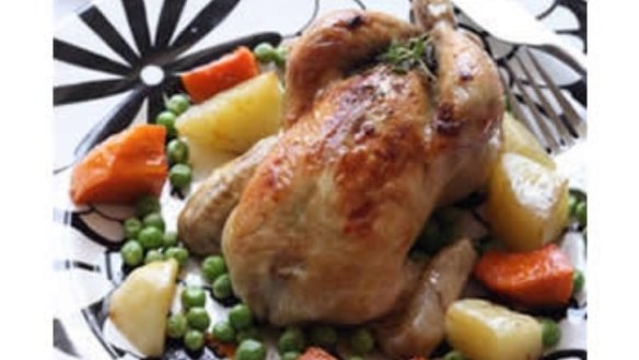 Roast chicken with Christmas stuffing
