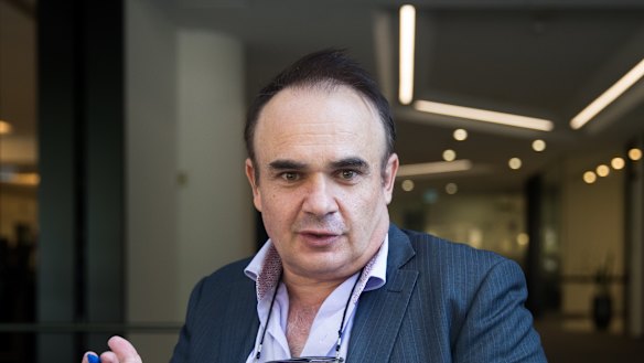 Nick Petroulias outside the ICAC inquiry into the Awabakal Local Aborignal Land Council. 