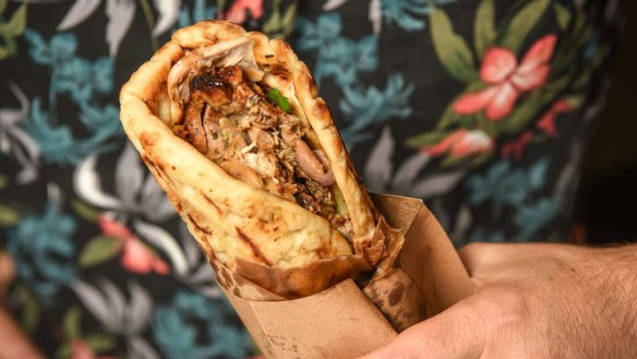 Chicken souvlakia from Gazi delivered via UberEats.