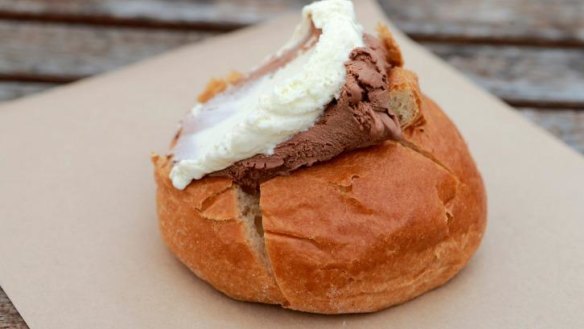 Beach treat: Gelati in a brioche bun.