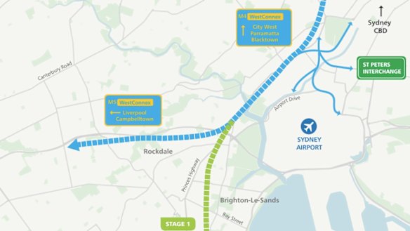 The first section of the F6 extension will link the WestConnex toll road at Arncliffe to President Avenue at Kogarah in Sydney's south.