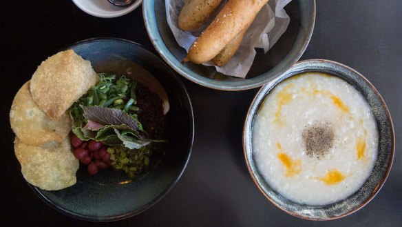 Bowled over: Congee comes with add-your-own ingredients on the side at Bar H.