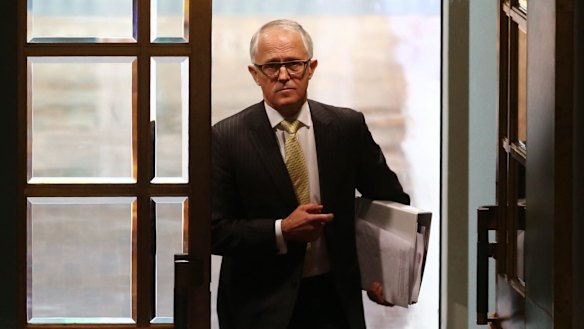 Prime Minister Malcolm Turnbull arrives for question time on Monday.