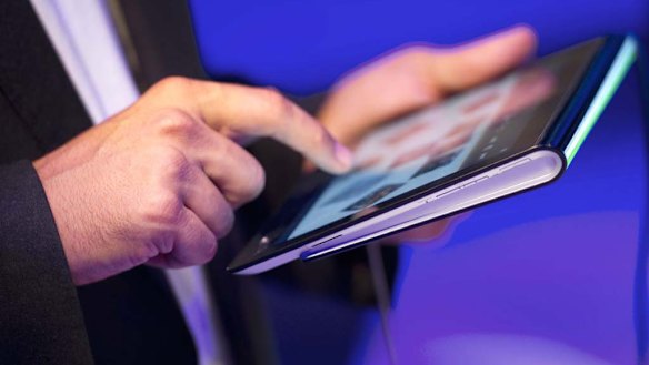 The Sony Tablet S has a wedge shape making it easier to hold and type.