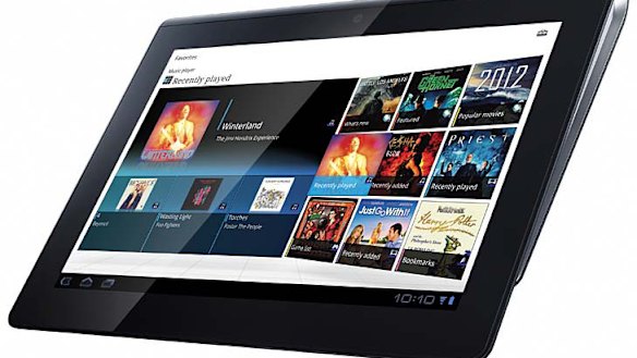 The Sony Tablet S, about the size of an iPad, can hook into Sony's online services and PlayStation games.