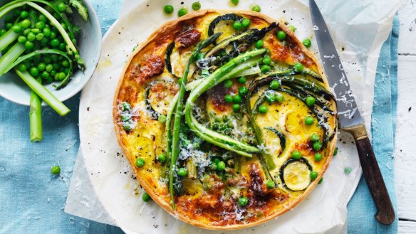 Great for a vegie-crisper clear-out: Asparagus, pea and buttermilk quiche (or any vegetables, really). 