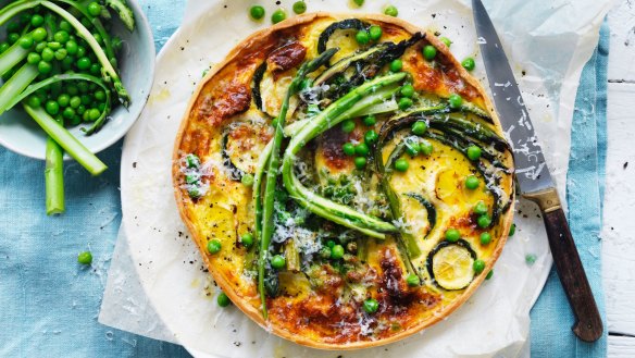 Great for a vegie-crisper clear-out: Asparagus, pea and buttermilk quiche (or any vegetables, really). 