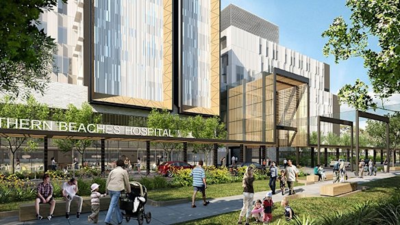 An artist's impression of the Northern Beaches Hospital at Frenchs Forest due to open in October.