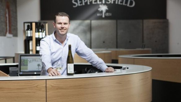 Cellar door manager Brett Wadrop at Seppeltsfield. The winery has replaced its tasting bar with circular 'pods.'