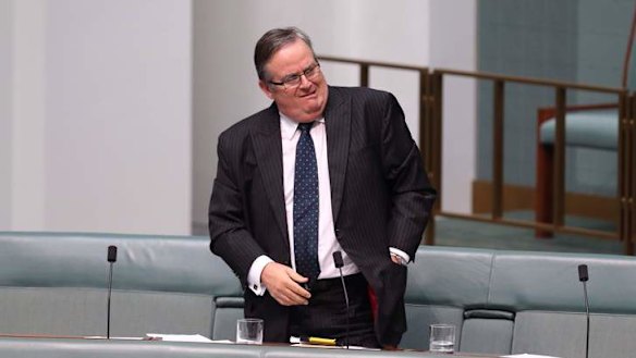 Ewen Jones during question time. Photo: Andrew Meares