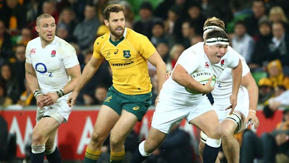 Crucial play: Jamie George takes the ball forward which leads to the winning try to Owen Farrell.