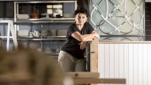 Labour of love: Epocha co-owner Angie Giannakodakis in her new venture, Elyros, which is under construction in Camberwell.