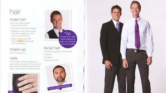 Style Bible ... a page from Virgin's <i>The Look Book</i>, which dictates hair length, general grooming and dress code.