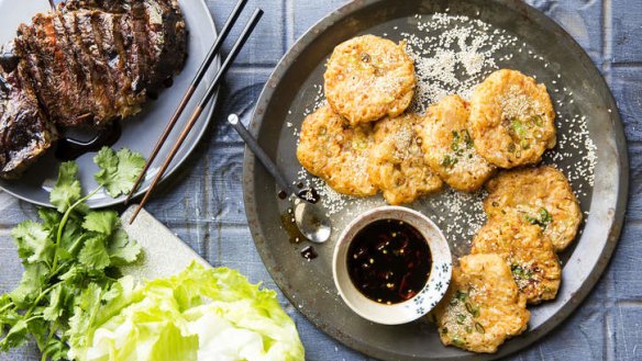 Kimchi pancakes are delicious with or without protein.