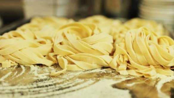 The pasta is made daily on a hand-turned domestic machine.