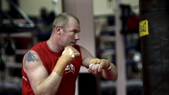 Former AFL star-turned boxer  Barry Hall trained with Paul Fyfield.