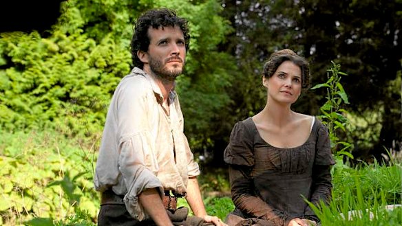 Bret McKenzie and Keri Russell in <i>Austenland</i>.