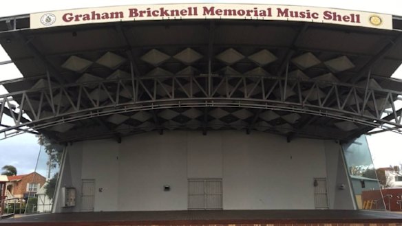 The Graham Bricknell Memorial Music Shell - where Peter Allen can now be heard on endless loop.