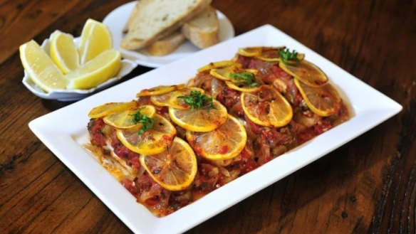 Greek-style baked fish.