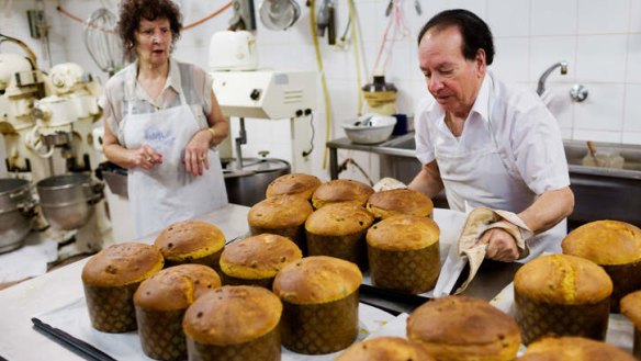 Giovanni 'Johnny' Laiosa and his wife, Tina, make panettone at Monticello Pasticceria and Continental Gelati on High Street, Thornbury.