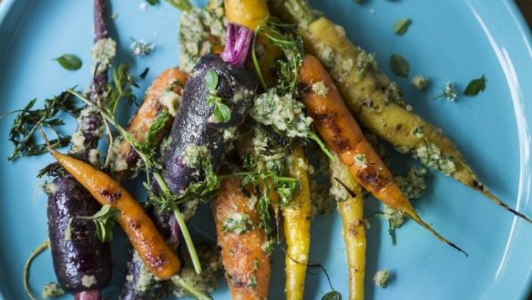 Carrots, tops, honey and black garlic  from Planet to Plate, the Earth Hour cookbook.