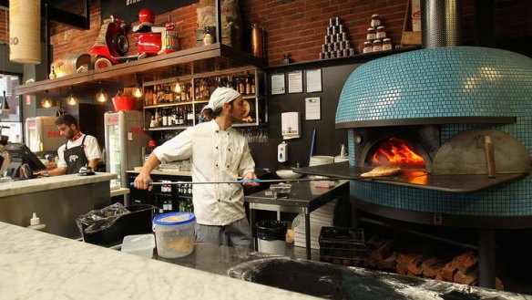 Mozzarella Bar's bright blue wood-fired oven.