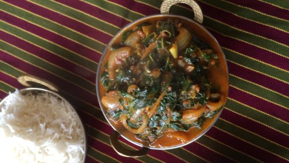 Full of flavour: Fresh fenugreek, greens and tamarind curry.