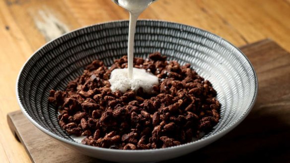 Corinthians' version of 'coco pops' with vanilla-bean milk.