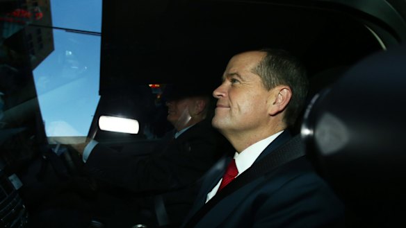 Bill Shorten leaves the Royal Commission. Photo: Daniel Munoz