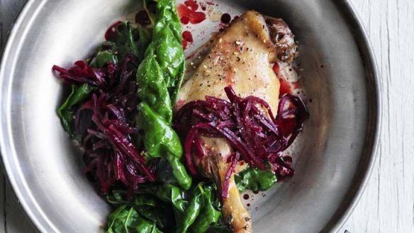 Winter roast: Slow-cooked duck with beetroot relish.